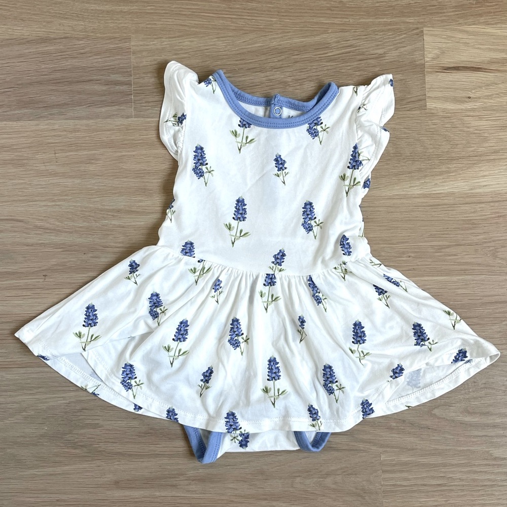 Kyte Periwinkle Bluebonnet Twirl Bodysuit Dress